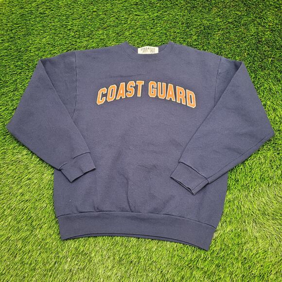 Vintage 80s USCG Coast-Guard Sweatshirt Medium 22x24 Blue - Picture 1 of 13